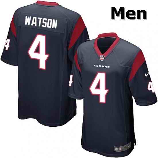 Men Nike Houston Texans 4 Deshaun Watson Game Navy Blue Team Color NFL Jersey
